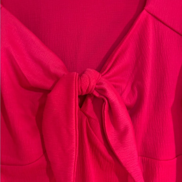 Ava and Viv Women’s Hot Pink Tie Front Sweetheart Neckline Blouse - Size Xxl - Picture 4 of 6